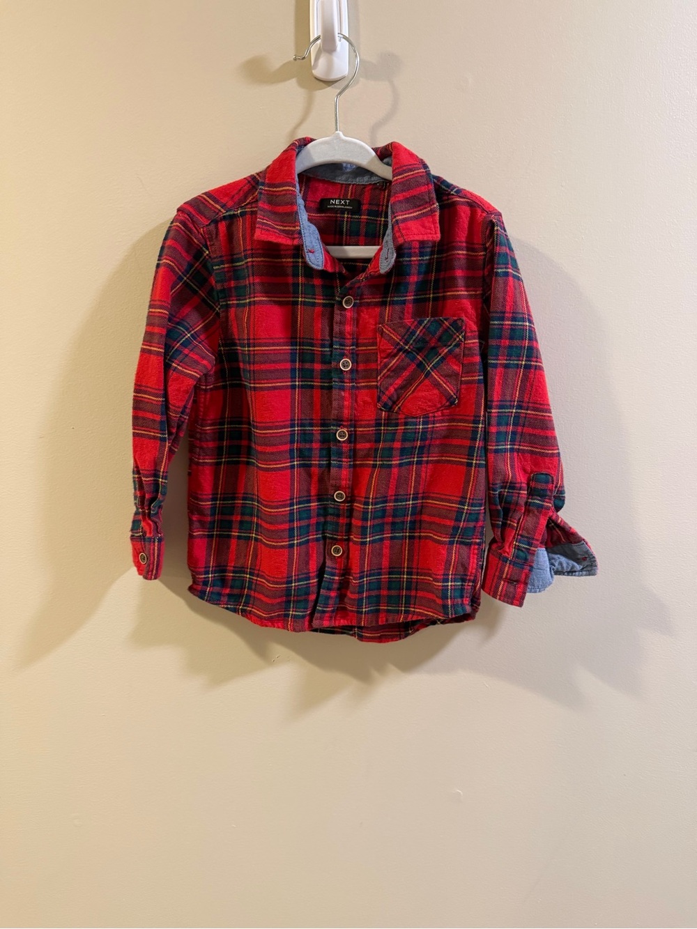 next Red and Navy Plaid Button-Down Shirt for Kids